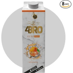 4BRO Ice Tea Peach - vaisinė ledinė arbata su persikų skoniu, sandariai uždaromas dangtelis - 8 x 1 l