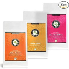 Alveus Premium tējas komplekts 3 x 100 g (maisiņā) - Mellow Mandarin, Morning Melody & From Paris with Love - zaļā tēja bez pildīšanas - aromatizēts zāļu tējas maisījums, kas lieliski piemērots atpūtai un baudīšanai - apmēram 120 tasīte