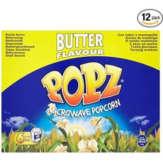 Popz Popcorn Butter Microwave 6 x 90g (2 iepakojumā)