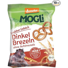 MOGLi Bio Demeter Speltas kliņģeri bez smidzināšanas sāls 10 gab. iepakojumā (10 x 50 g)