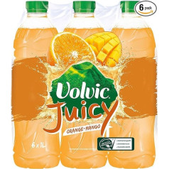 Volvic Juicy Orange-Mango Pet, 6 vienreizlietojamie iepakojumi (6 x 1 L)