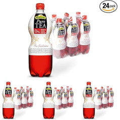 Pfanner Pure Tea Augļu tēja (6 x 1 L) - ledus tēja bez cukura un saldinātājiem - bioloģiskās mežrozītes un hibiskusa ziedi - iepakojumā (4 gabali)