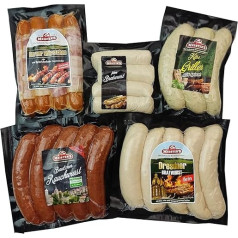 MEISTER'S Grill Package Bratwurst, siera desa, kūpināta desa Debrecziner, Rostbratwurst, Bernes desas ar sieru un bekonu Pārtikas pakete