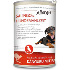 SALiNGO Premium Premium suņu barība, mitrā ķenguru barība ar pastinaku, bez graudaugiem, hipoalerģiska, ar vienu proteīnu, mitrā barība suņiem, 12 x 400 g