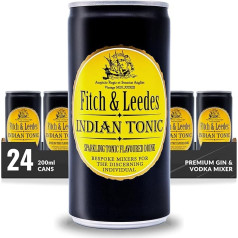 Fitch & Leedes Indian Tonic Water (24x200ml) / Atsvaidzinošs tonizēts ūdens / Dienvidāfrika / Lieliski sader ar džinu [pikants, dzirkstošs, elegants] (vienreizlietojamās kannas cena ar €6.00 / 24 x €0.25 DPG vienreizējs depozīts)