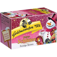 Goldmännchen Tee Beeren-Schlitten (Ziemas ogu kamanas), augļu tējas maisījums, 20 atsevišķi aizzīmogoti tējas maisiņi