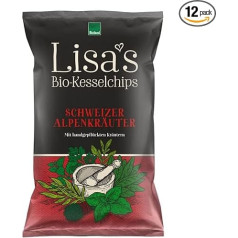 Lisa's Bio-Kesselchips - kartupeļu čipsi Šveices Alpu garšaugi - 125 g - 12 gab. iepakojums