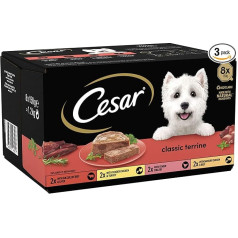 Cesar Classics Terrine mitrā barība pieaugušiem suņiem 1+, 24 trauciņi (24 x 150 g)