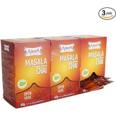 Apsara Premium Masala Chai ar ingveru un kanēli, 3 zāļu tējas maisiņi (60 tējas maisiņi), pikanta melnā tēja ar indiešu garšvielām maisiņā