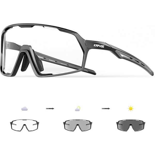 KAPVOE Photochromatic Self-Tone velosipēdu brilles vīriešiem Sievietes caurspīdīgas sporta saulesbrilles TR90 Frame Road Bike Glasses Velosipēdu MTB velosipēdu brilles UV400 aizsardzība Sporta brilles skriešanai braukšanai ar automašīnu