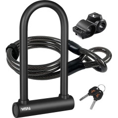 Velosipēdu slēdzenes atslēga, augstas veiktspējas velosipēdu slēdzene U velosipēdu slēdzenes Heavy Duty High Security D Shackle velosipēdu slēdzene ar 4 ft / 1,2 m tērauda elastīgo kabeli un kronšteinu velosipēdiem, motocikliem (L)