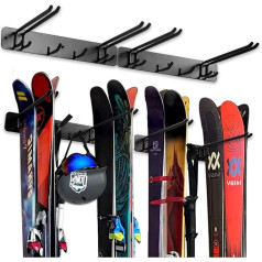 Aking Ace Ski Garage Snowboard Wall Mount Storage Organizer 8 Pairs Metal Hooks Indoor Outdoor