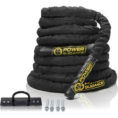 Power Guidance Battle Rope 38 mm / 50 mm plata poli dakrona 9 m / 12 m / 12 m / 15 m gara vingrošanas vibrācijas virves sporta zāle muskuļu veidošana - iekļauts kaujas virves enkurs