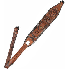 Tourbn Rifle Sling Cowhide Leather Polsterēta plecu siksna ar šautenes munīcijas kabatu