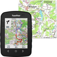 TwoNav Terra, āra GPS ar 3,7 collu platekrānu kalnu, pārgājienu, velosipēdu vai navigācijas navigācijai ar iekļautām kartēm, saskaņā ar World of MTB, labākais no 2023. gada (Terra + karte Germany Full)