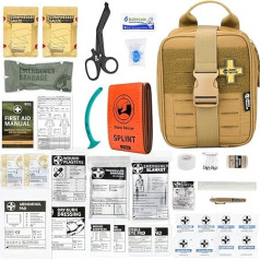 RHINO RESCUE IFAK Trauma First Aid Kit Molle medicīniskā soma automašīnai, mājai, ceļojumiem, pārgājieniem (Khaki PRO)