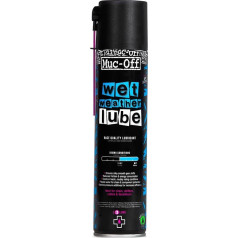 Muc-Off Wet Weather Lube Chain Oil Bicycle for Wet Weather 400 ml - Bioloģiski noārdāmā velosipēdu smērviela ķēdes smērviela, ķēdes smērviela ar aerosolu, augsta efektivitāte lielos attālumos - visiem laika apstākļiem