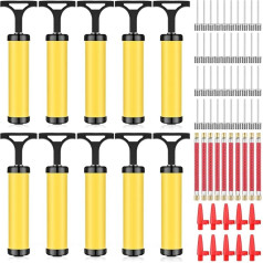 Reginary bumbu sūknis, bumbu gaisa sūknis, piepūšamais futbola sūknis ar adatu un pagarinājuma šļūteni, pārnēsājams rokas sūkņa komplekts bumbām, basketbolam, futbolam, volejbolam, dzeltens, tukšs, 10 gab.