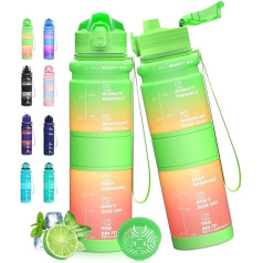 Expansea ūdens pudele, 500 ml / 1 litra sporta ūdens pudele ar laika marķieri, motivējoša fitnesa plastmasas dzērienu pudele, Tritan, BPA-Free, Flip Top necaurlaidīgs dizains skriešanai, riteņbraukšanai