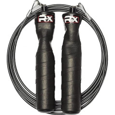 Rx Smart Gear Black Ops Skipping Rope, ergonomiski rokturi ar Trans Black Cable Buff 3.4 | Jump Smart Weighted Speed Rope sporta un fitnesa, Crossfit, MMA, HIIT, kardio treniņiem