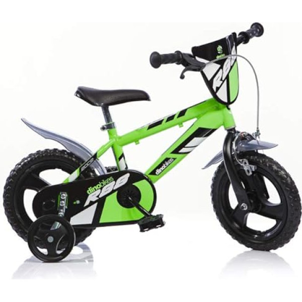 Dino Bikes Jungen Bērnu velosipēds Green 412U Boys Bicycle - 12 collu | TÜV Tested | Original | Bērnu velosipēds ar stabilizatoriem - Velosipēds kā dāvana zēniem