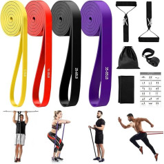 Fitness Bands with 4 Resistance Levels, Resistance Bands Set with Handles, Door Anchor, Protective Cover, Carry Bag and Training Instructions, Resistance Bands for Fitness, Stretching, Yoga, Strength