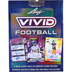 2024 Leaf Vivid football hobby, tirdzniecības karšu kaste, 5 autogrāfi