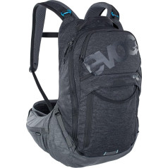 EVOC TRAIL PRO 16l mugursoma ar aizsargu dienas ekskursijām un izbraucieniem, velosipēda mugursoma (mugursoma ar LITESHIELD PLUS muguras aizsargu, īpaši viegla, 3l hidratācijas urīnpūšļa nodalījums, izmērs: L/XL), melna/karbonpelēka