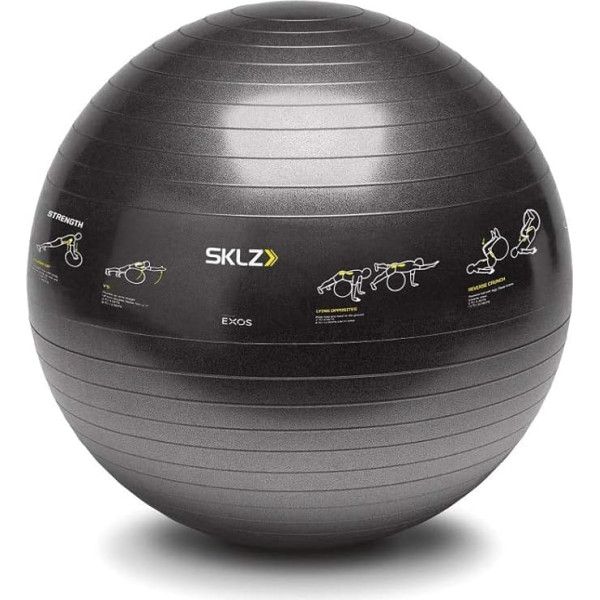 SKLZ TRAINERball Sport Performance (65cm) vingrošanas bumba ar vingrinājumiem, melna, viens izmērs