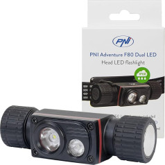 PNI Adventure F80 Dual LED lukturis, uzlādējams LED lukturis, 1000 lm, 6 W, 2200 mAh, IP68, ilgs akumulatora darbības laiks, regulējams lukturis kempingam, makšķerēšanai, skriešanai [A enerģijas klase]