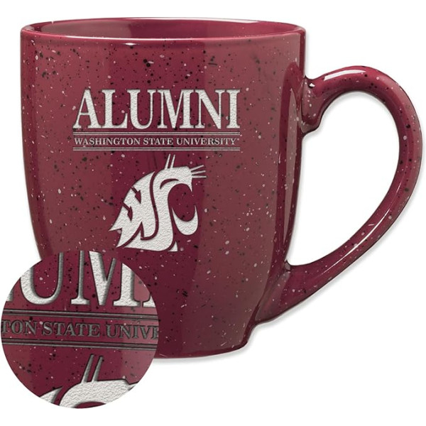 Rico Industries NCAA Washington State Cougars - WSU Alumni 16oz lāzergravēts keramikas kafijas krūzītis ar lāzergravējumu