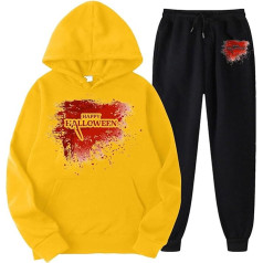 Laufanzug Damen, Kapuzenpullover und Trainingshose, Hoodie Set Entsetzen mit Blut Trainingsanzug-Set Kappe 2-Teilige Sweatsuit Set Lässiges Baggy Loungewear Winter Modische Bekleidungsset Jogger