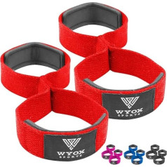 WYOX 8 svara celšanas siksnas svara celšanai Heavy Duty Deadlift treniņu siksnas Wrist Wraps fitnesa aprīkojums vīriešiem sievietēm (1 Pair) (sarkans) (sarkans)