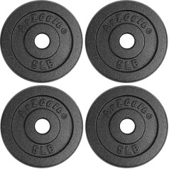 A2ZCARE Standarta čuguna svaru plākšņu komplekts, 1 collas centra caurums regulējamām hantelēm, standarta stienis 0,6 kg, 1,1 kg, 2,3 kg, 3,4 kg, 4,5 kg (komplekts 1,8 - 2,3 kg)