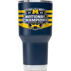 Gametime Sidekicks Michigan Tumbler 30 Oz oficiāli licencēts 18/8 nerūsējošā tērauda dubultsienu vakuumizolācijas UV LED logotips saglabā karstu/aukstu - Nacionālais čempions 2023. gadā