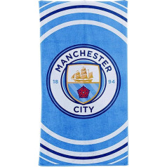 MCFC Mančestras pilsētas futbola ģerbonis - milzu pludmales dvielis (100% kokvilna, 70 cm x 140 cm)