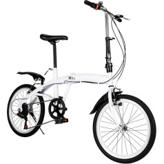 UHDUIG 51 cm (20 collu) saliekamais velosipēds ar 6 ātrumu regulējamu sviru, viegls oglekļa tērauda rāmis, saliekamais kalnu velosipēds, pieaugušo velosipēds, saliekamais velosipēds pilsētas ceļojumiem