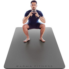 Karma Fitness liels vingrošanas paklājs - īpaši plats un īpaši biezs jogas paklājs (183cm x 80cm x 10mm) TPE fitnesa paklājs ar bezmaksas pārnēsāšanas siksnām, kas lieliski piemērots HiiT mājas treniņiem un pilatesam 