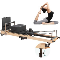 Koka Pilates Reformer mašīna Salokāms mājas treniņš Regulējama intensitāte Pilates gulta Compact Pilates aprīkojums