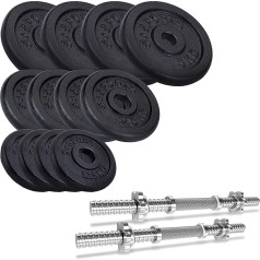 ScSPORTS® hanteļu komplekts - 20/27/30/40/60/60/70 kg, 2 hanteļu stieņi, diski, 30 mm, čuguns, vītne, Spinlock apkakle, hanteļu komplekts, hanteļu stienis