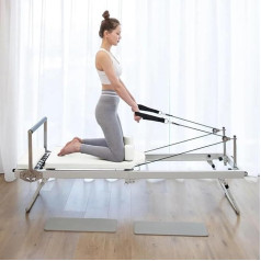 Pilates Reformer mašīna - salokāms un regulējams jogas aprīkojums mājas vingrinājumiem, daudzfunkcionāla fitnesa gulta