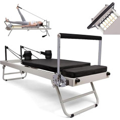 RVUEM Foldable Pilates Reformer, Pilates Machine Equipment, Multifunctional Foldable Yoga Bed, Pilates Bed with Adjustable Intensity, for Beginners and Advanced Users