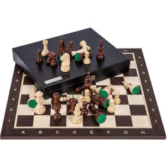 Square - Pro Schach Set Nr. 5 Wenge LUX - Schachbrett + Schachfiguren Staunton 5 + Kasten - Schachspiel aus Holz