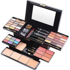 Missicee All in One Make-Up Kit Komplekts ar Make-Up Case iesācējiem vai profesionāļiem, ieskaitot acu ēnas, lūpu spīdumu, sārtumu, acu laineri, skropstu tušu.