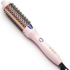 K&K Thermal Brush Keratin Thermal Brush Protect Heated Barrel Hot Hair Brush, jonu taisna spīduma matu iztaisnotāja, matu taisnotāja, matu ieveidošanas rīks, dubultā spriegojuma, 32 mm (gaiši rozā, 32 mm)