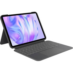 Logitech Combo Touch iPad Pro 11 collu (M4) (2024) tastatūras futrālis - noņemama aizmugures apgaismota tastatūra un turētājs, ērts rakstīšana, daudzfunkcionāls režīms, vācu QWERTZ - grafīts