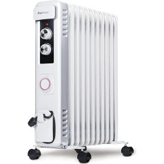 Pro Breeze 2500 W eļļas radiators ar 11 sildīšanas spārniem, elektriskais radiators, 24 stundu taimeris, enerģijas taupīšana, 3 siltuma iestatījumi, regulējams termostats un drošības izslēgšanas funkcija