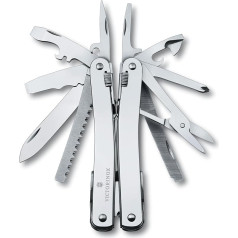 VICTORINOX Swiss Tool Spirit X, 24 funkcijas, multifunkcionāls instruments ar bloķējošu asmeni un kombinētām adatu-nosu knaiblēm, komplektā neilona futrālis, sudraba krāsā