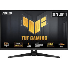 ASUS TUF TUF Gaming VG32AQL1A - 31,5 collu WQHD monitors - 170 Hz, 1 ms GtG, saderīgs ar FreeSync Premium un G-Sync, DisplayHDR 400 - ātrs IPS panelis, 16:9, 2560 x 1440, DP, HDMI, USB, ergonomisks, skaļrunis