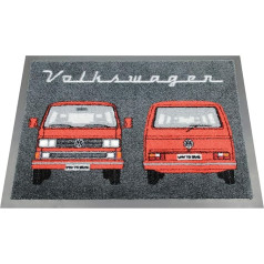 BRISA VW kolekcija - Volkswagen paklājiņš durvju paklājiņš apavu netīrumu ķērājs skrāpis ar T3 Bulli autobusa motīvu (autobusa priekšdaļa/sarkans)